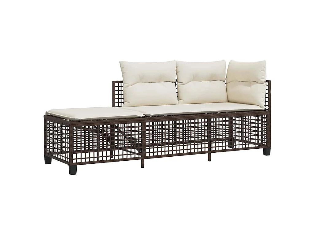 3-tlg. Garten-Ecksofa-Set mit Kissen Braun Poly Rattan