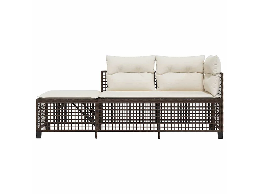 3-tlg. Garten-Ecksofa-Set mit Kissen Braun Poly Rattan