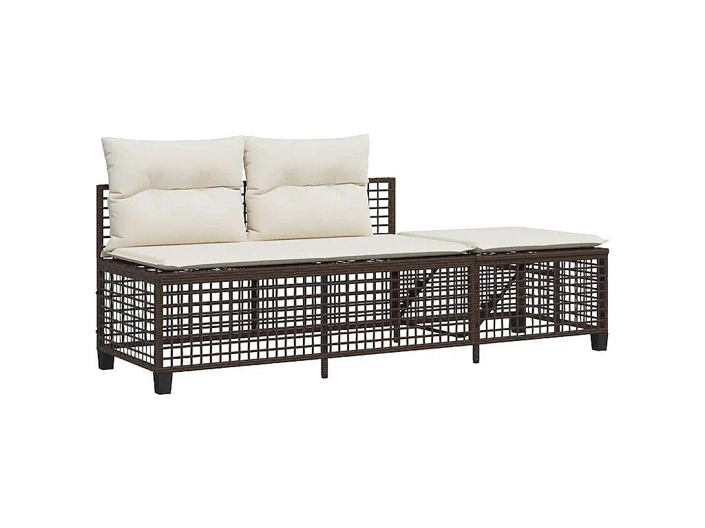 3-tlg. Garten-Ecksofa-Set mit Kissen Braun Poly Rattan