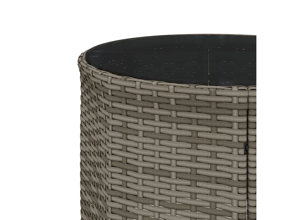 Canapé de jardin avec table coussins rond gris résine tressée