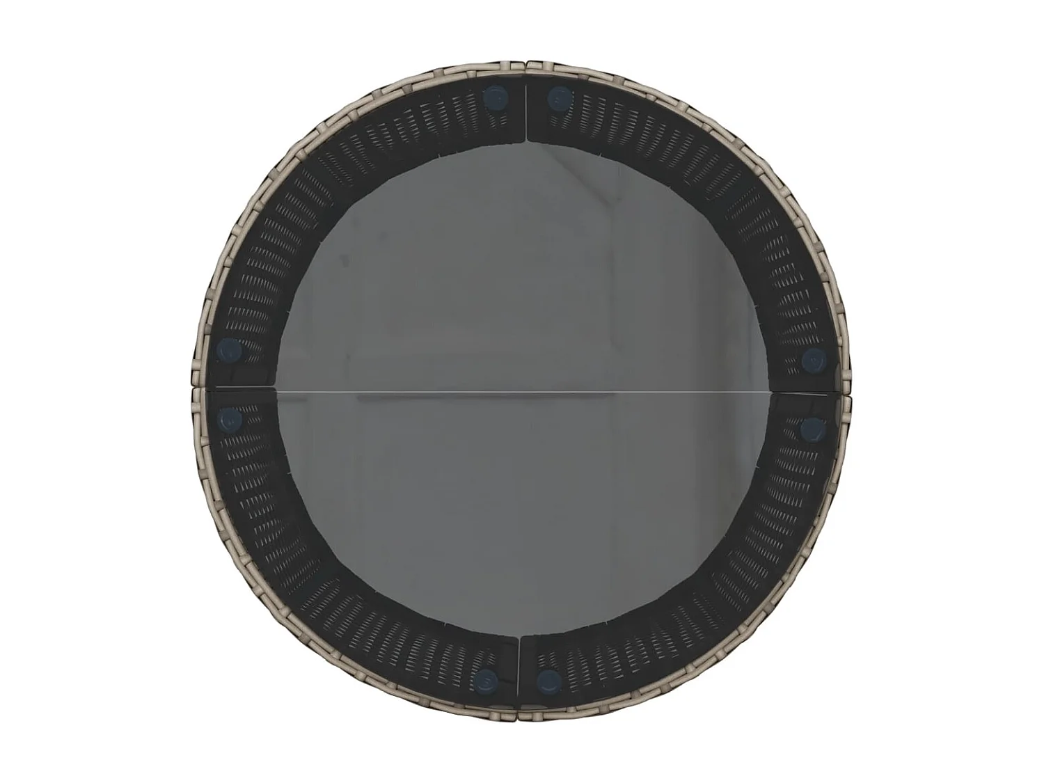 Tuinbank met tafel en kussens rond poly rattan grijs