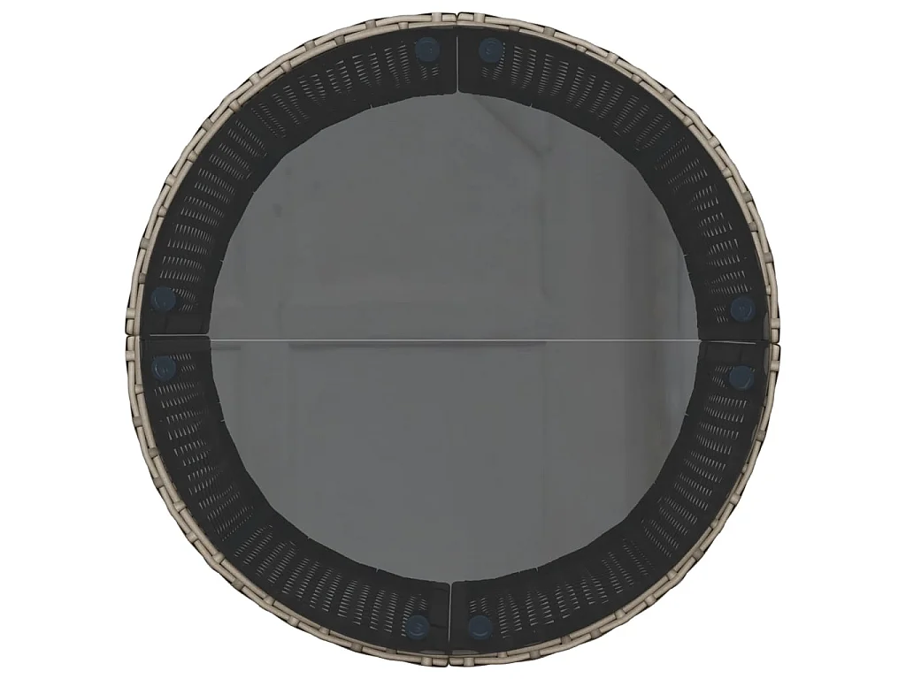 Canapé de jardin avec table coussins rond gris résine tressée