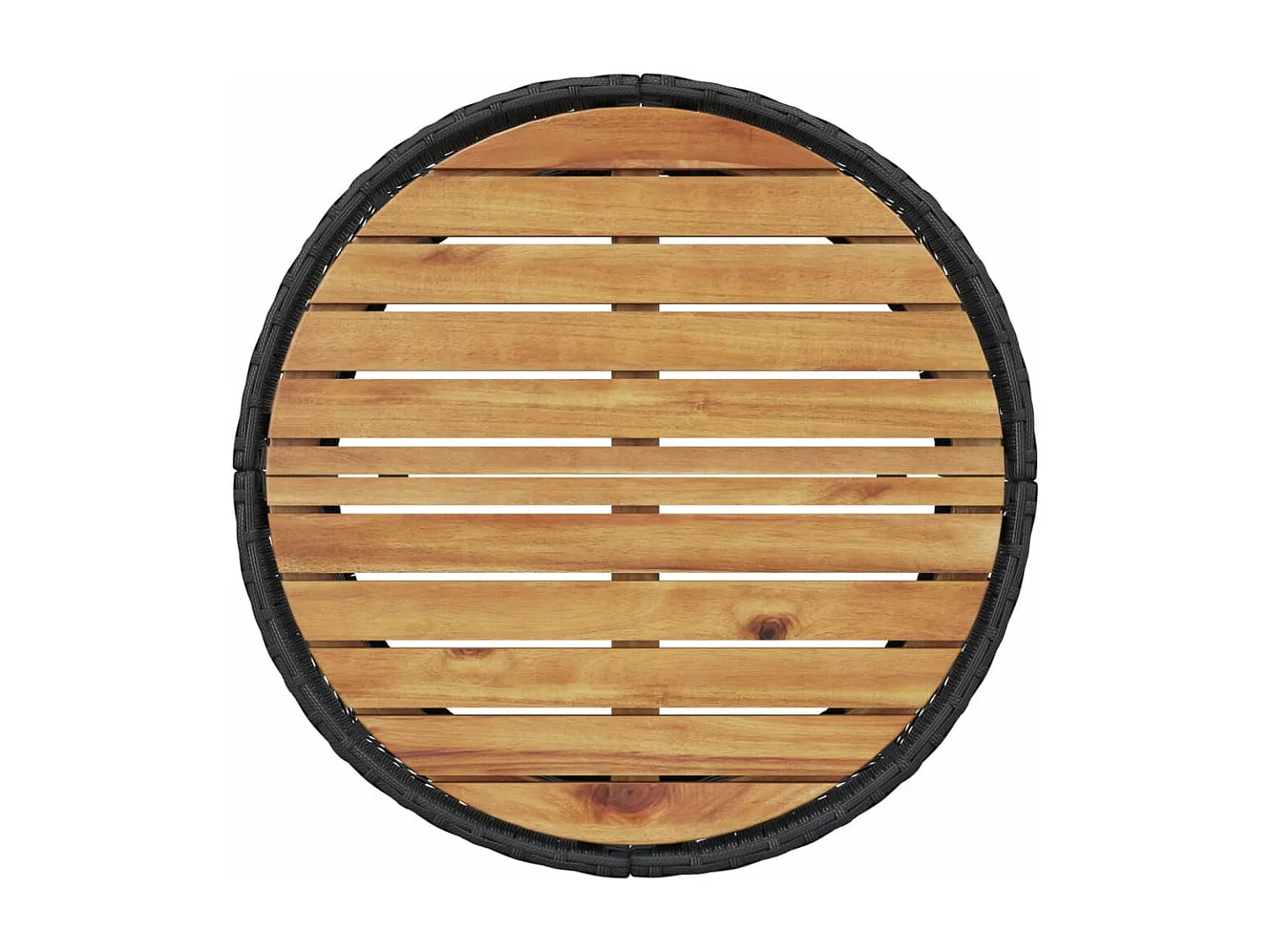 Tuinbank met tafel en kussens rond poly rattan zwart