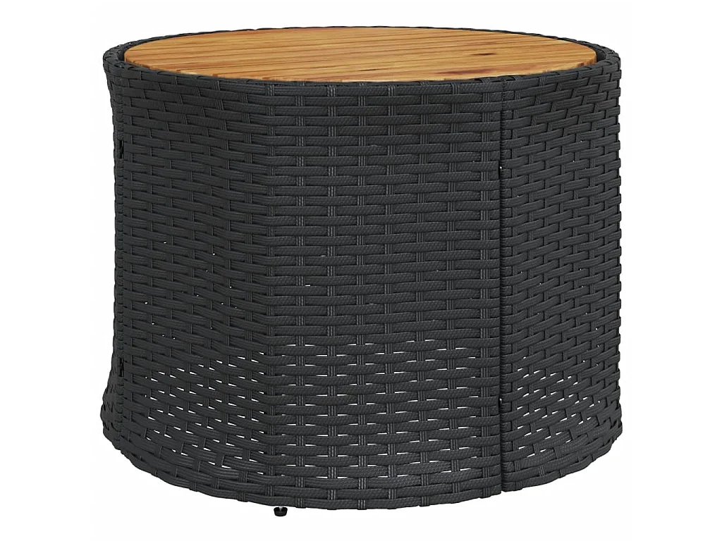 Sofá de jardim com mesa e almofadões redondo vime PE preto