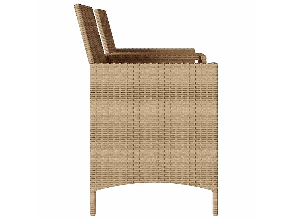Gartensofa 2-Sitzer mit Tisch und Kissen Beige Poly Rattan