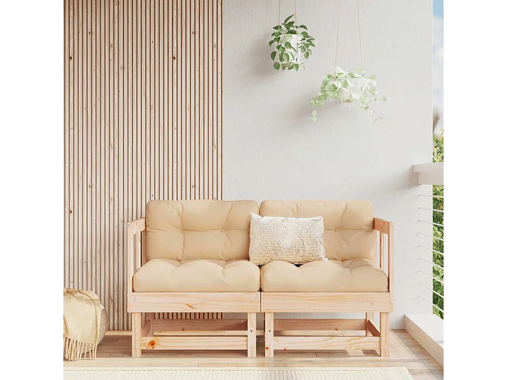 Canapés d'angle avec coussins 2 pcs bois de pin massif