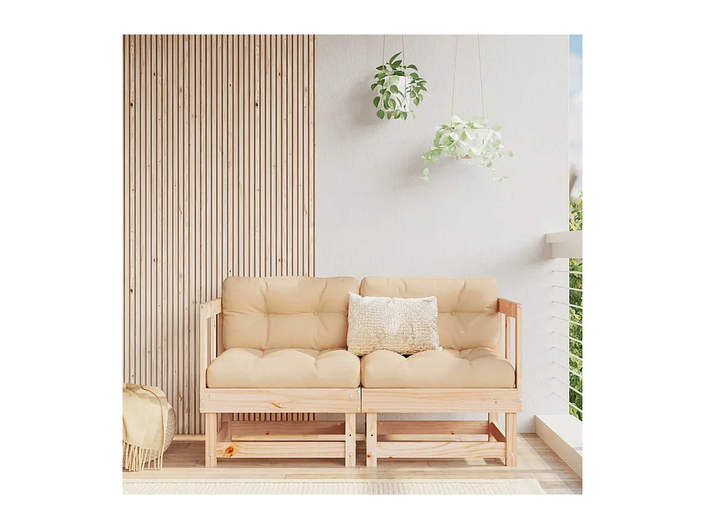 Canapés d'angle avec coussins 2 pcs bois de pin massif