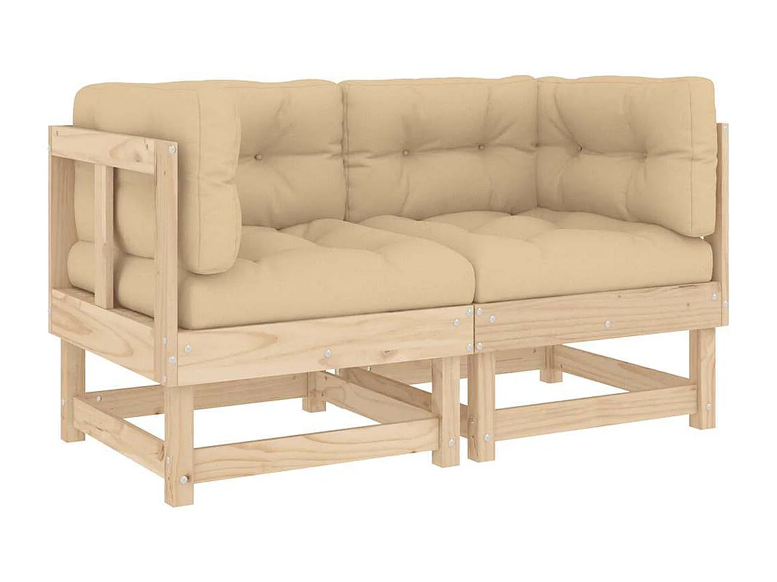 Sofás esquineros con cojines 2 uds madera maciza de pino