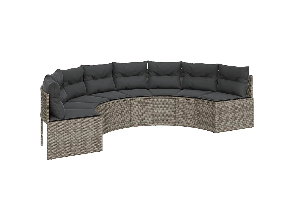 Divano Giardino Tavolo Cuscini Semicircolare Grigio Polyrattan