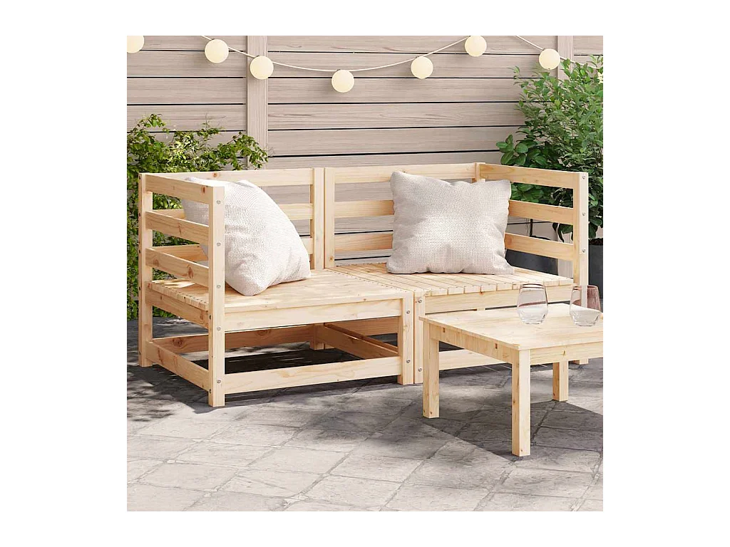 Canapés d'angle de jardin 2 pcs 70x70x67 cm bois de pin massif