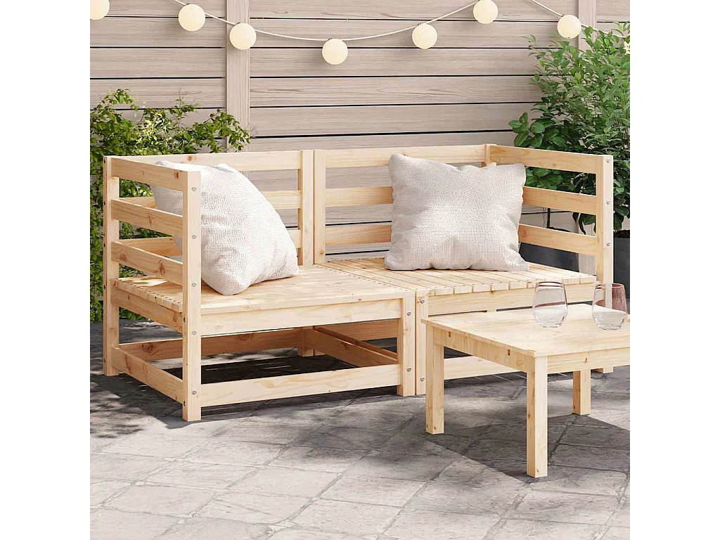 Canapés d'angle de jardin 2 pcs 70x70x67 cm bois de pin massif