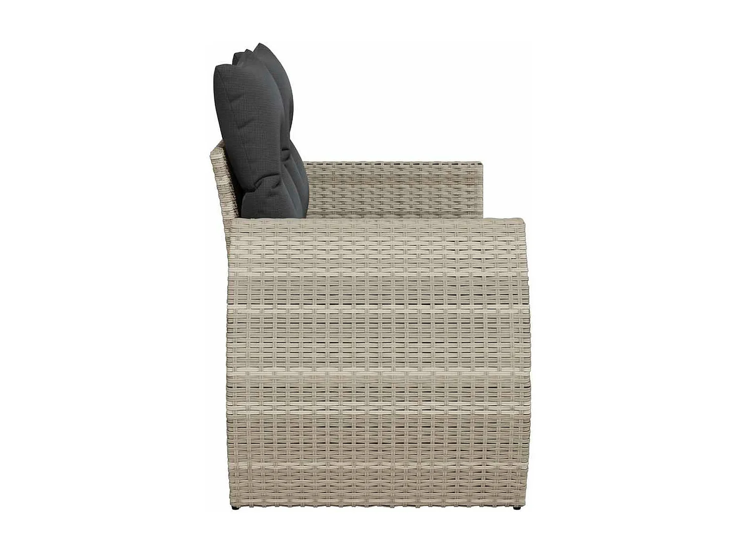 Tuinbank 2-zits met kussens poly rattan lichtgrijs