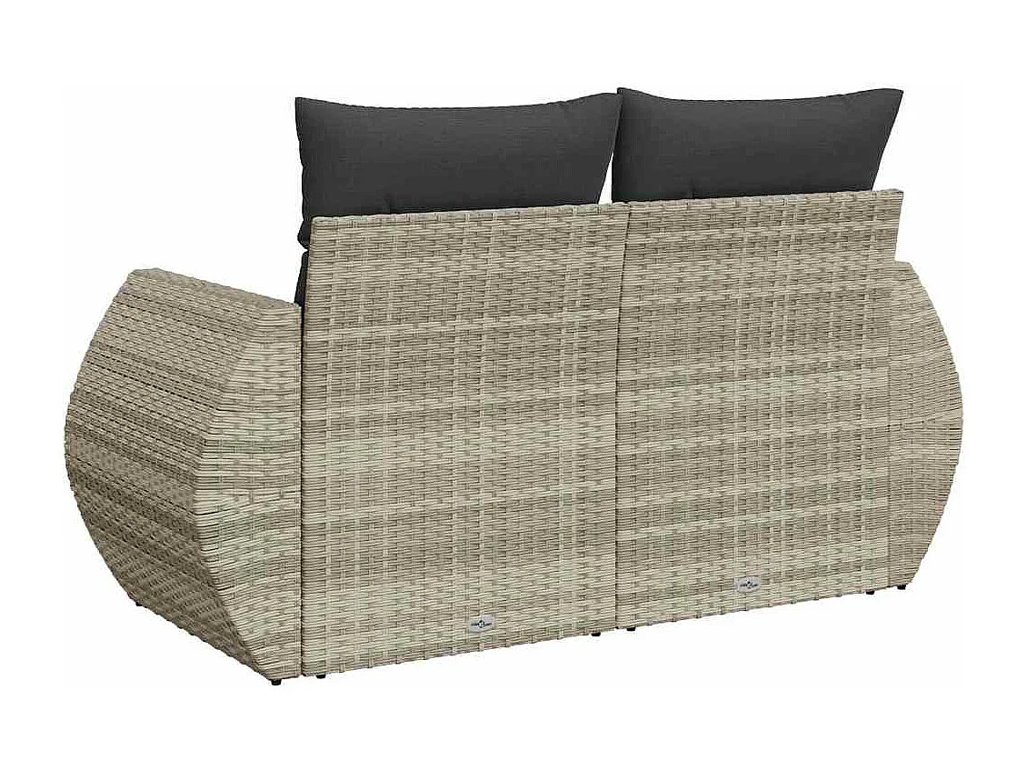 Tuinbank 2-zits met kussens poly rattan lichtgrijs