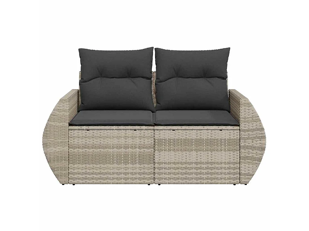 Divano da Giardino con Cuscini 2 Posti Grigio Chiaro Polyrattan