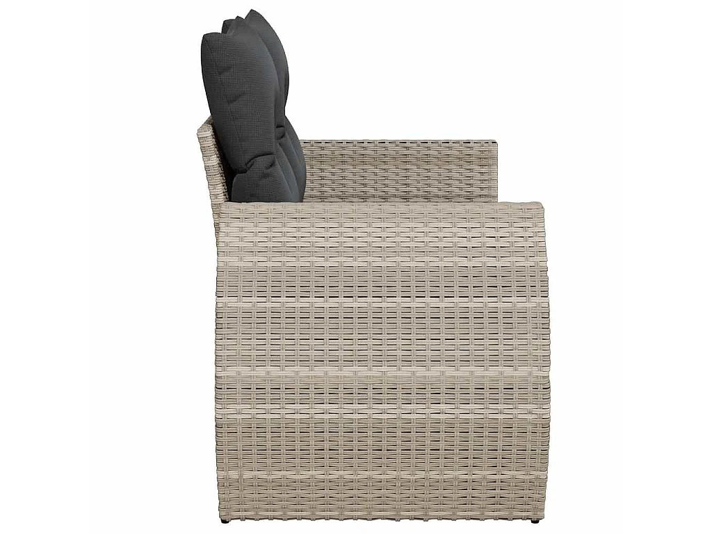 Tuinbank 2-zits met kussens poly rattan lichtgrijs