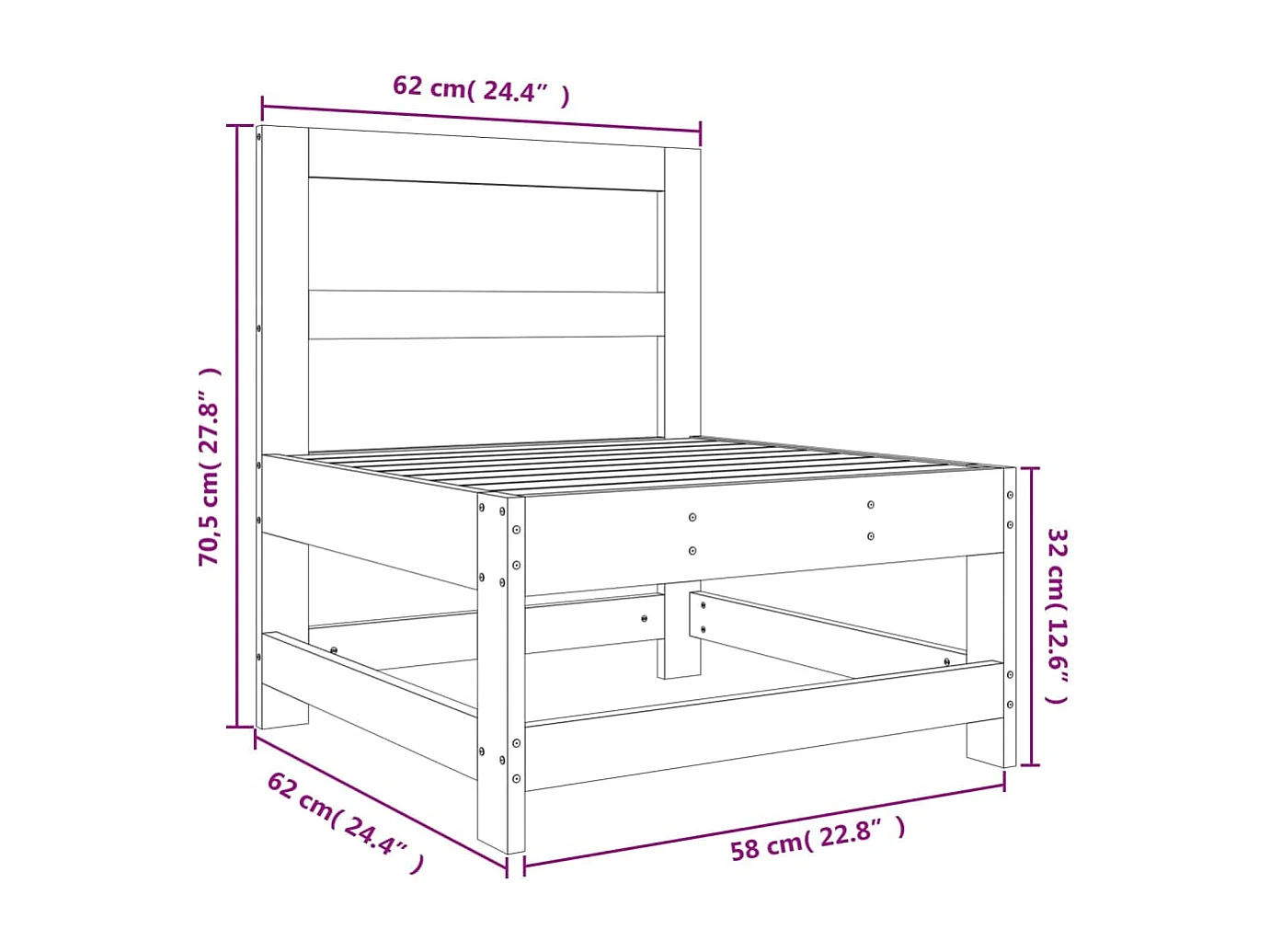 Garten-Mittelsofa Honigbraun Massivholz Kiefer