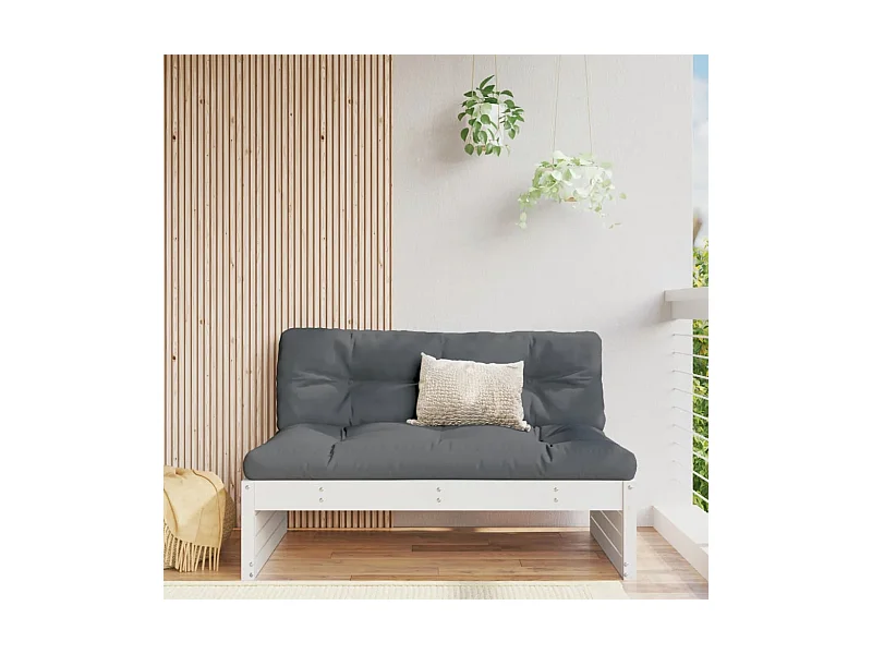 Garten-Mittelsofa Weiß 120x80 cm Massivholz Kiefer