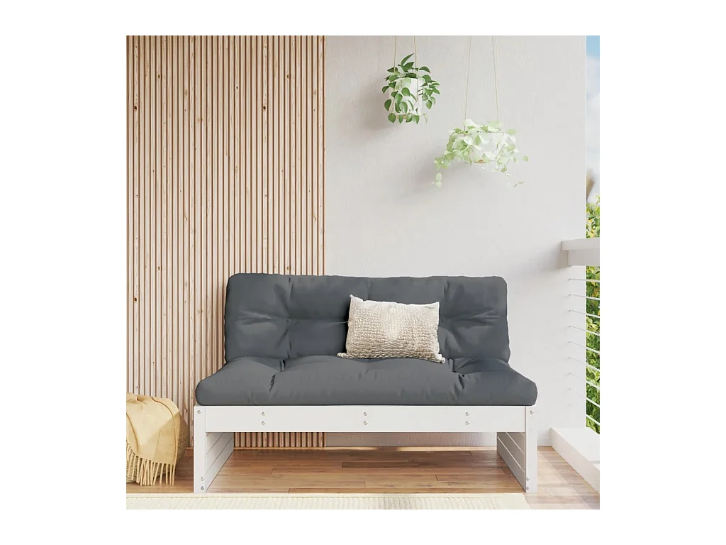 Canapé central de jardin blanc 120x80 cm bois de pin massif