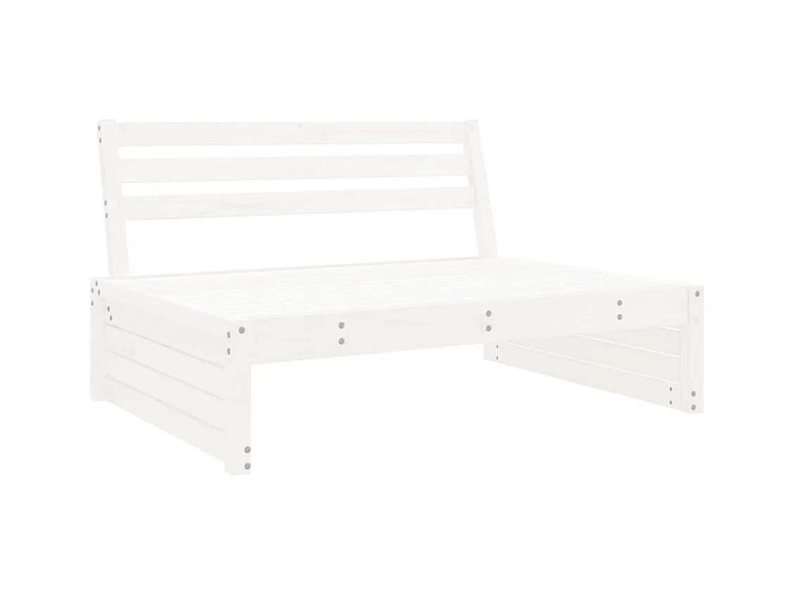 Canapé central de jardin blanc 120x80 cm bois de pin massif