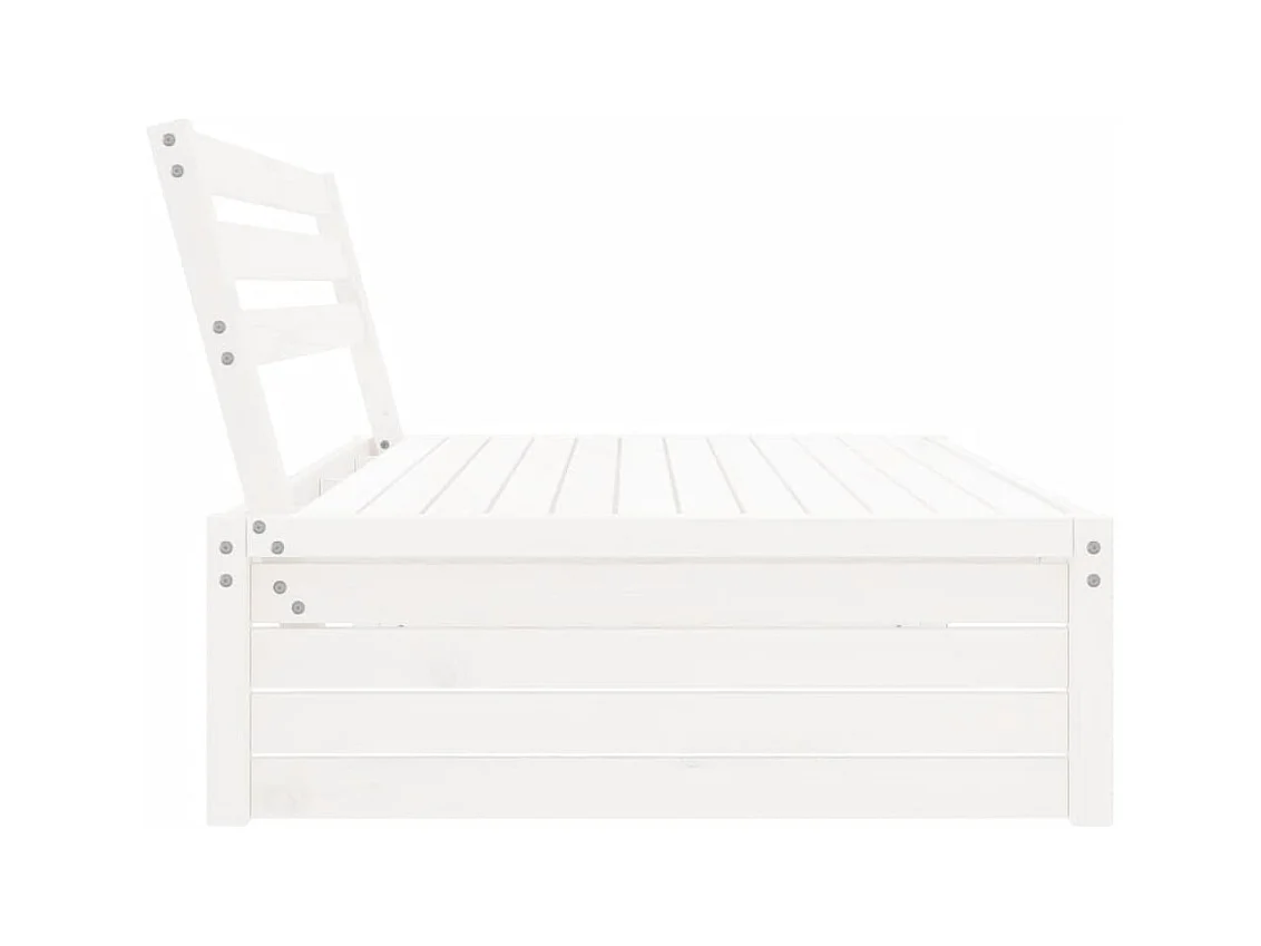 Canapé central de jardin blanc 120x80 cm bois de pin massif