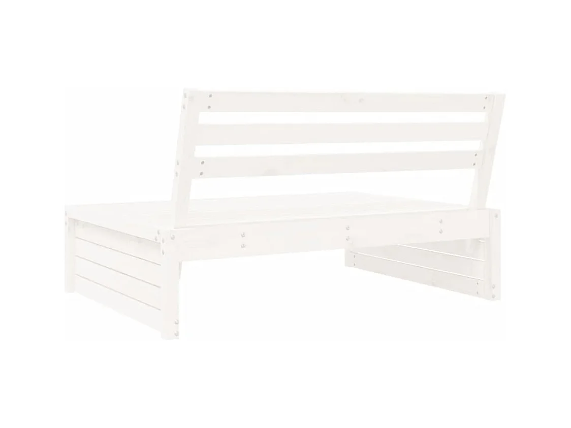 Canapé central de jardin blanc 120x80 cm bois de pin massif
