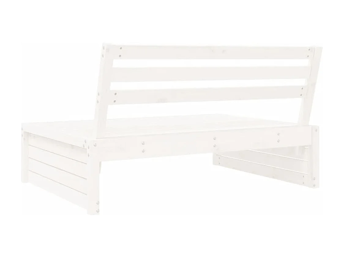 Canapé central de jardin blanc 120x80 cm bois de pin massif