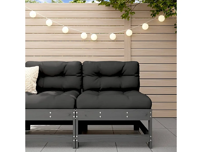 Garten-Mittelsofa Grau Massivholz Kiefer