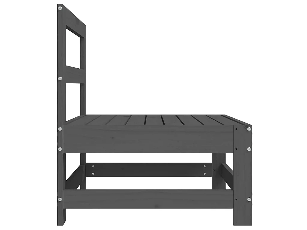 Garten-Mittelsofa Grau Massivholz Kiefer