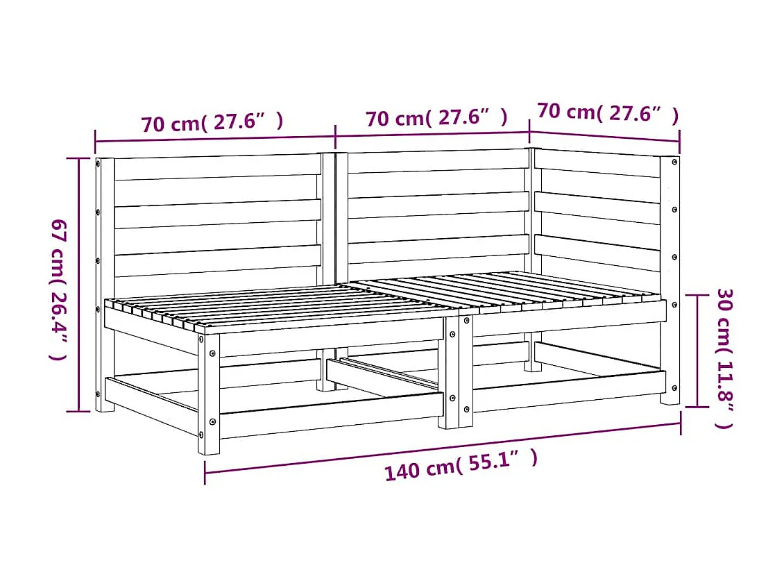 Tuinbank 2-zits massief grenenhout