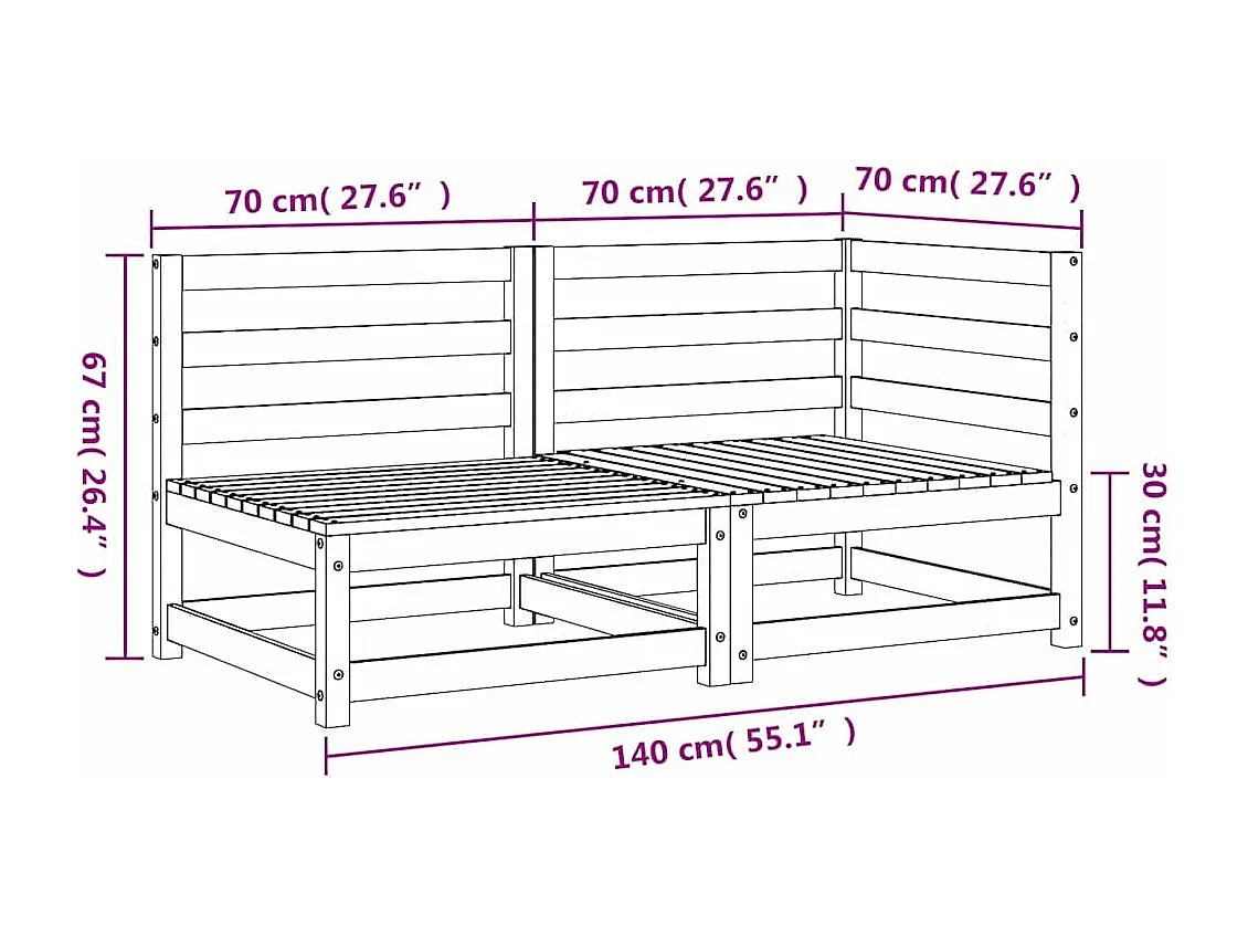 Tuinbank 2-zits massief grenenhout