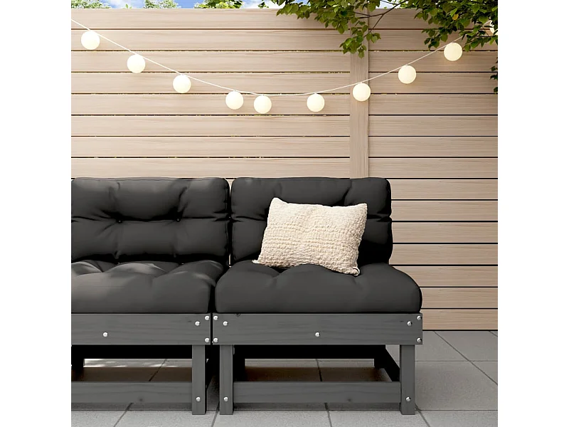 Garten-Mittelsofa Grau Massivholz Kiefer