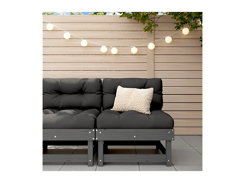 Garten-Mittelsofa Grau Massivholz Kiefer