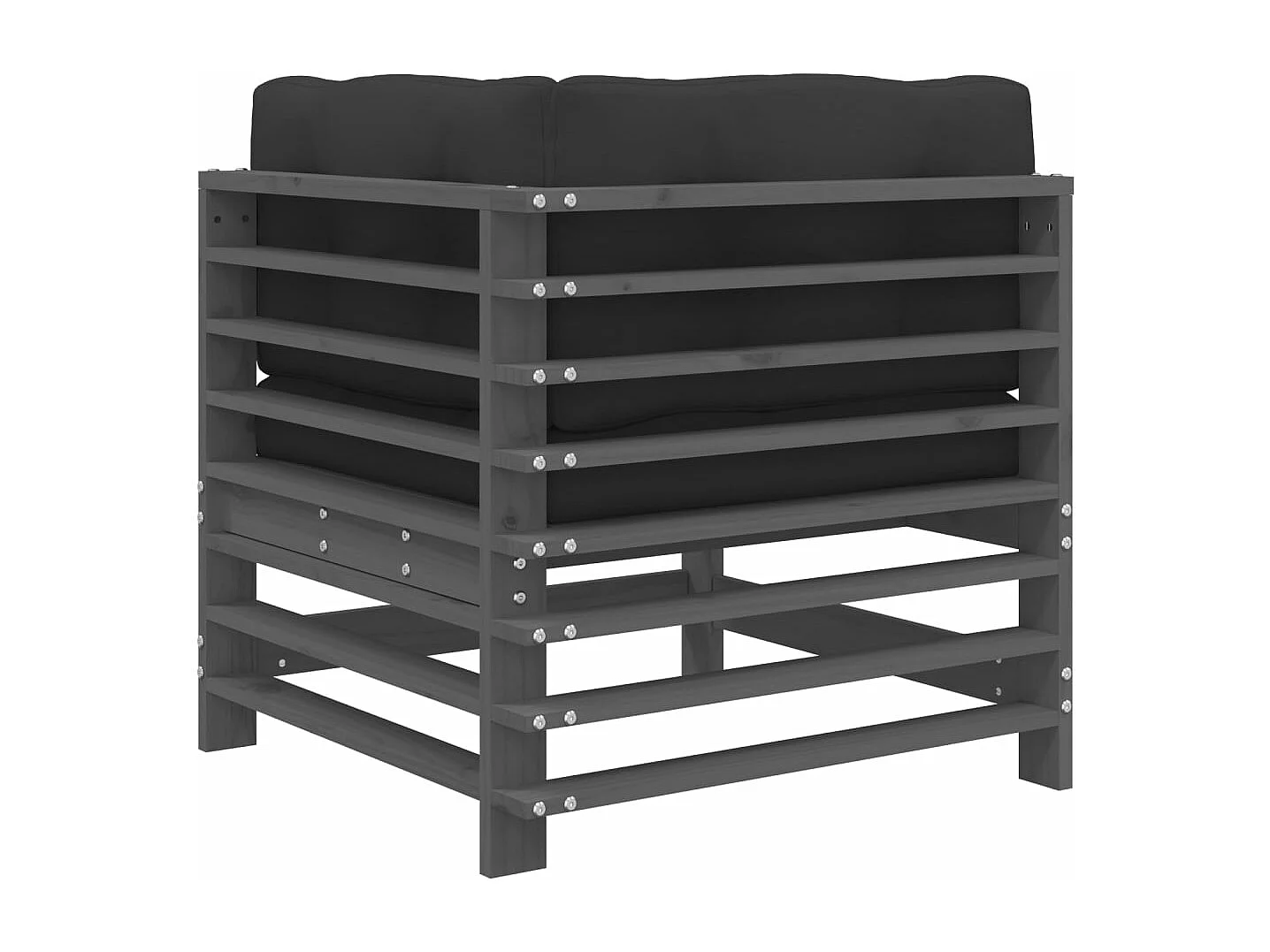 Ecksofa mit Kissen Grau Massivholz Kiefer