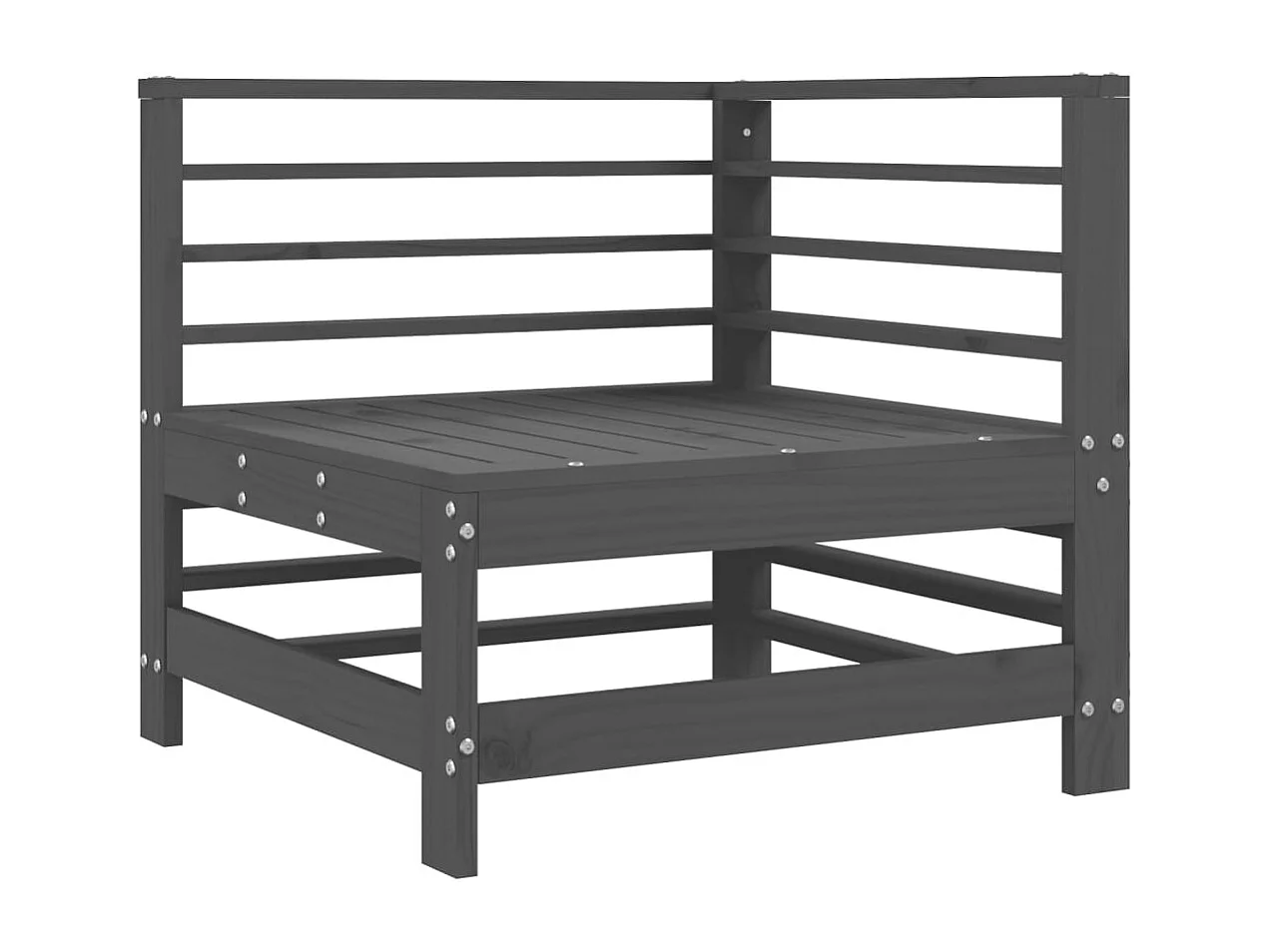 Canapé d'angle avec coussins gris bois de pin solide