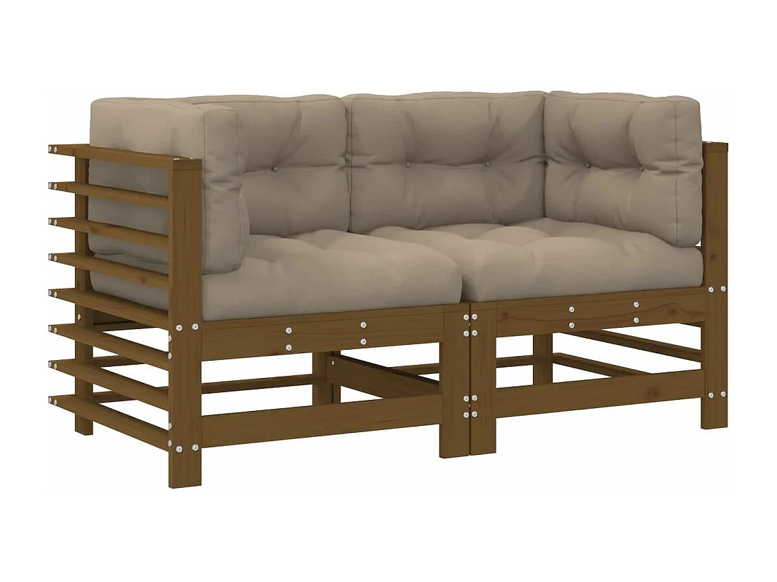 Ecksofas mit Kissen 2 Stk. Honigbraun Massivholz Kiefer