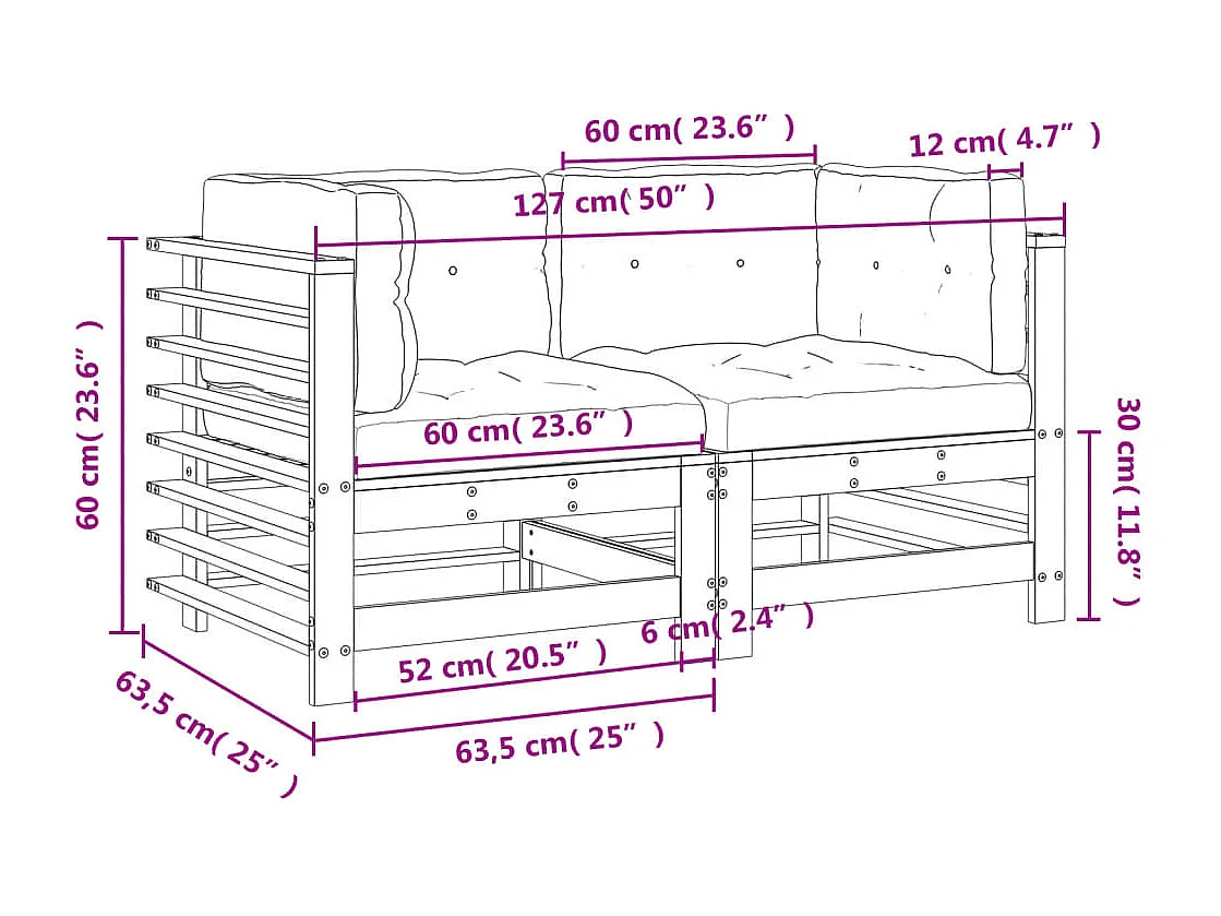 Ecksofas mit Kissen 2 Stk. Honigbraun Massivholz Kiefer