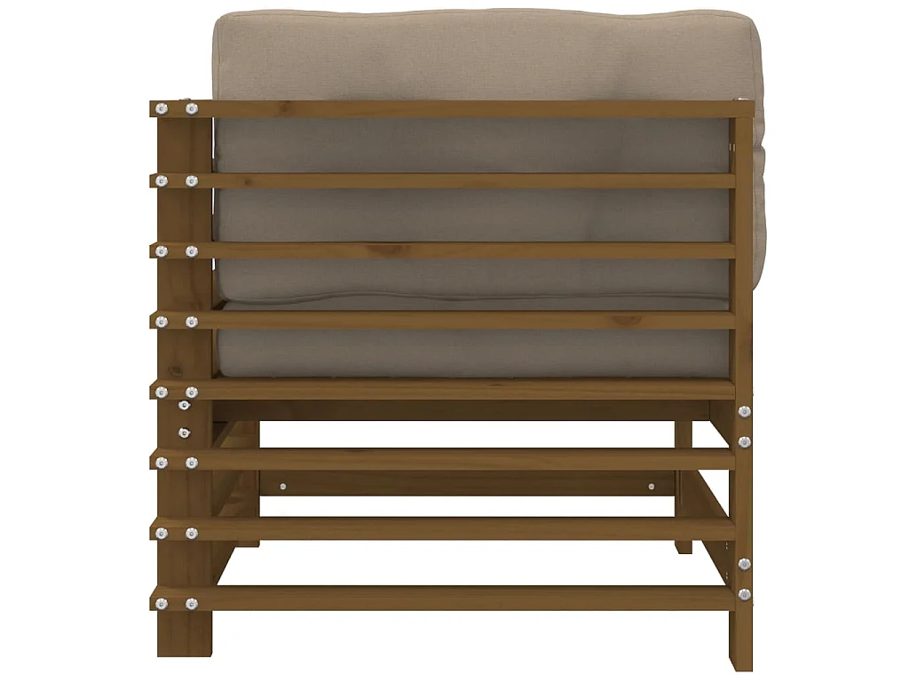 Canapés d'angle et coussins 2pcs marron miel bois de pin massif