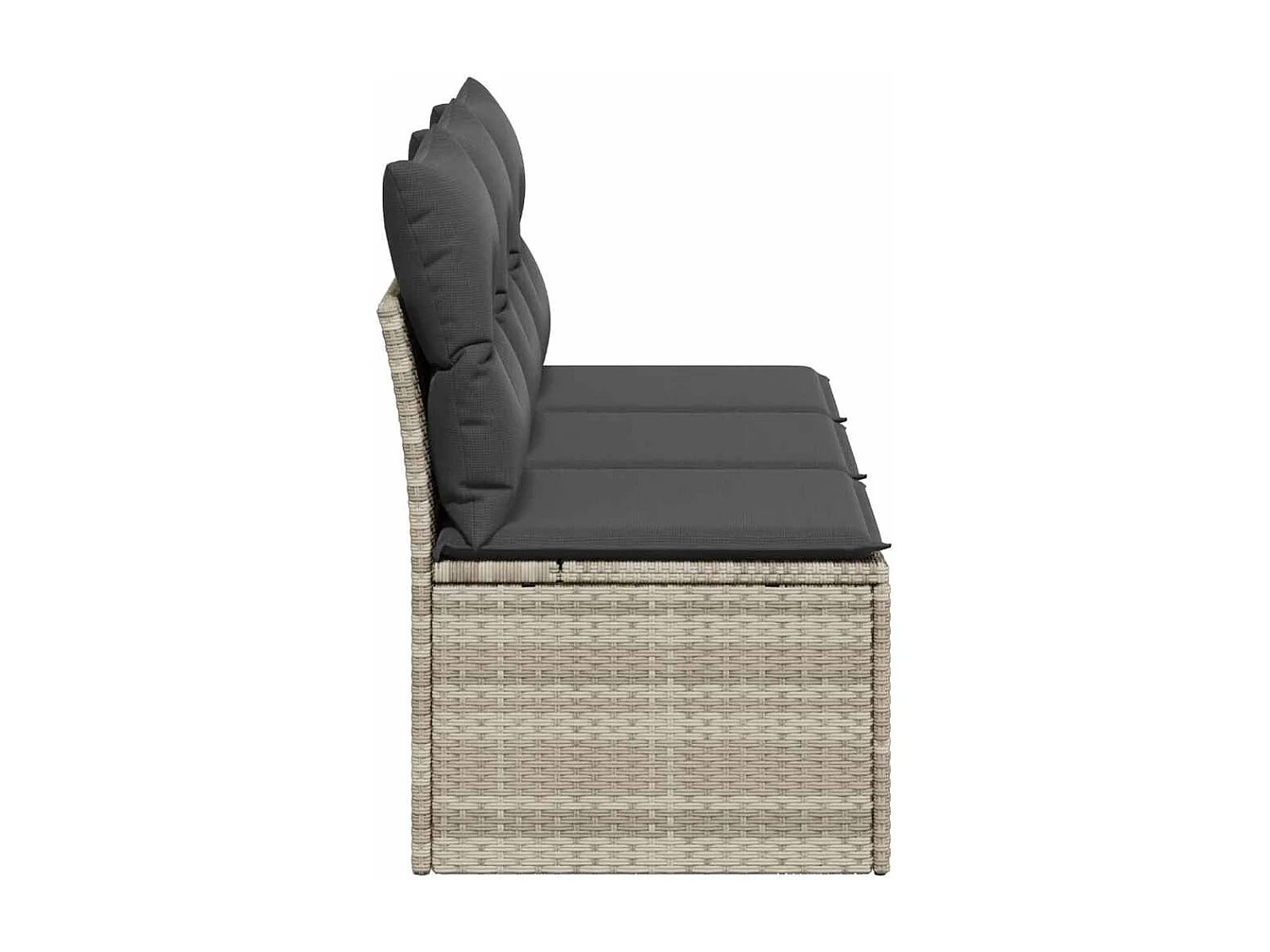 Tuinbank 3-zits met kussens poly rattan lichtgrijs