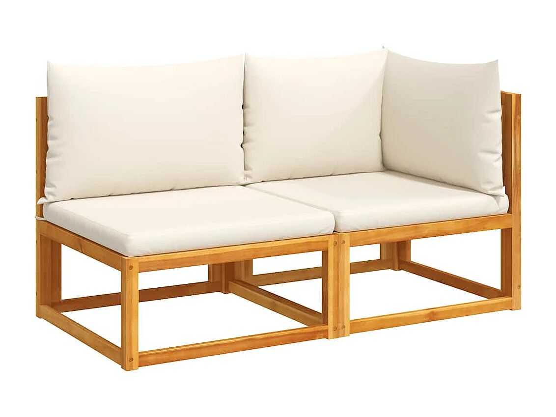 Canapé de jardin avec coussins 2 places Bois d'acacia et corde