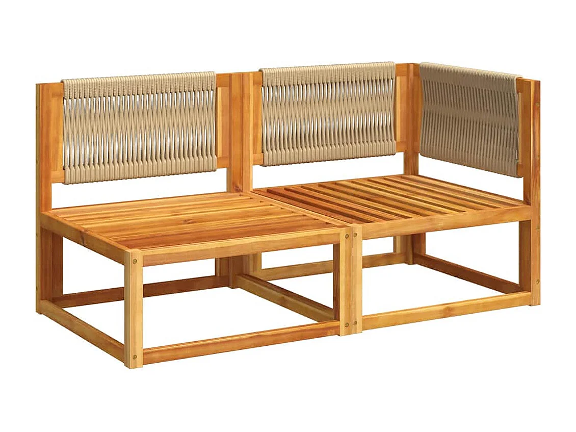 Canapé de jardin avec coussins 2 places Bois d'acacia et corde