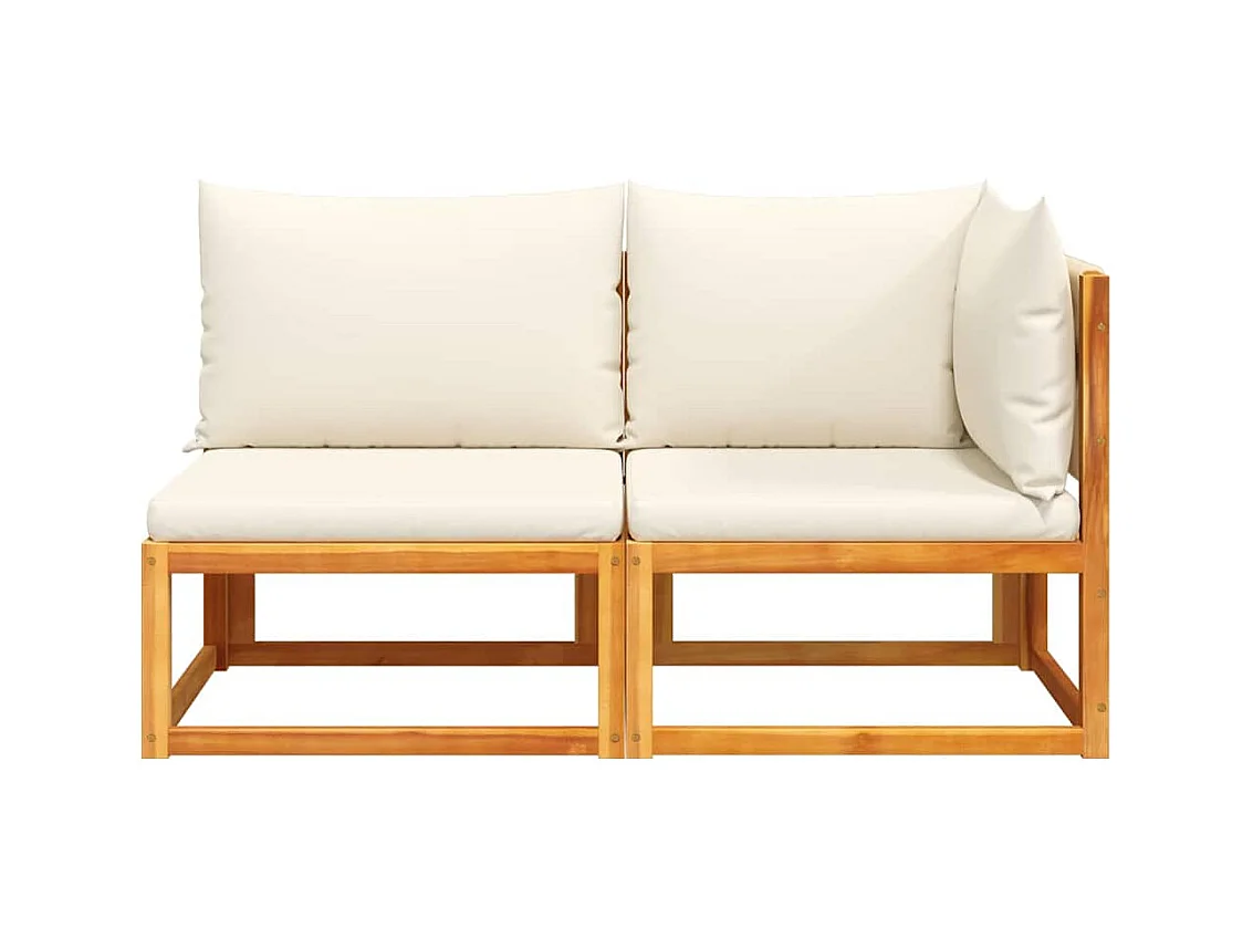 Canapé de jardin avec coussins 2 places Bois d'acacia et corde