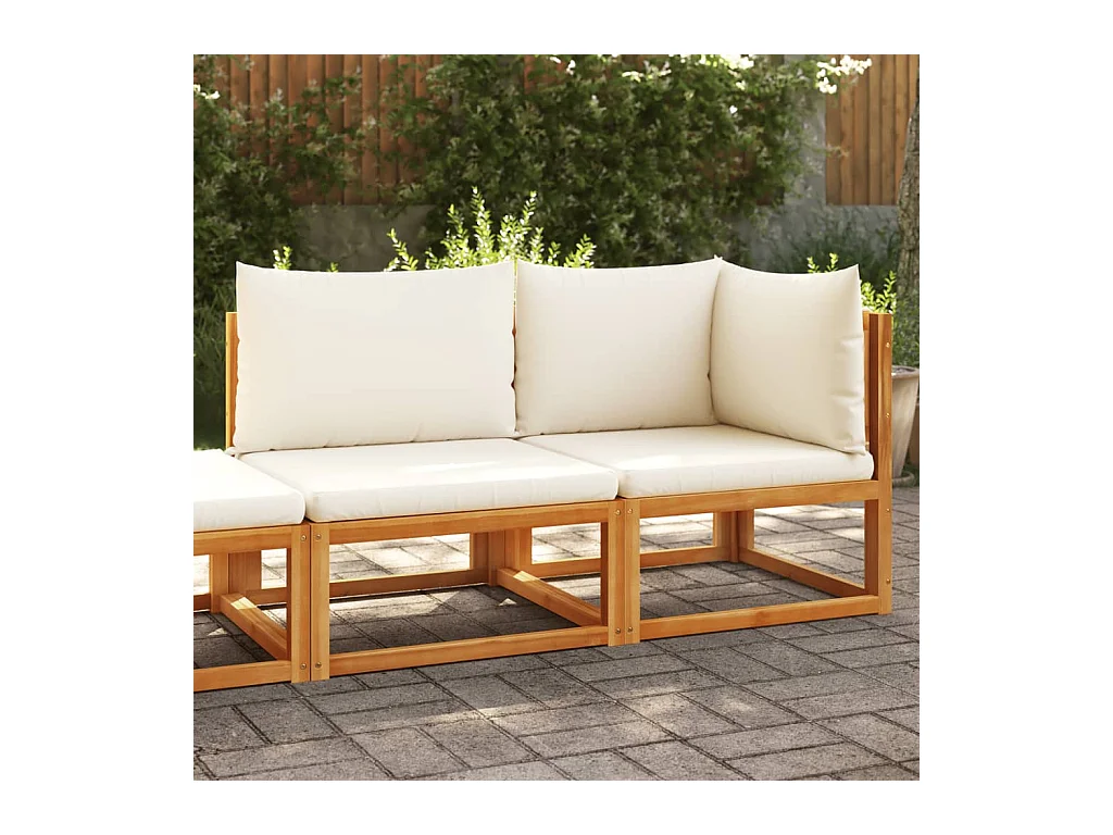 Gartensofa mit Kissen 2-Sitzer Holz Akazie & Seil