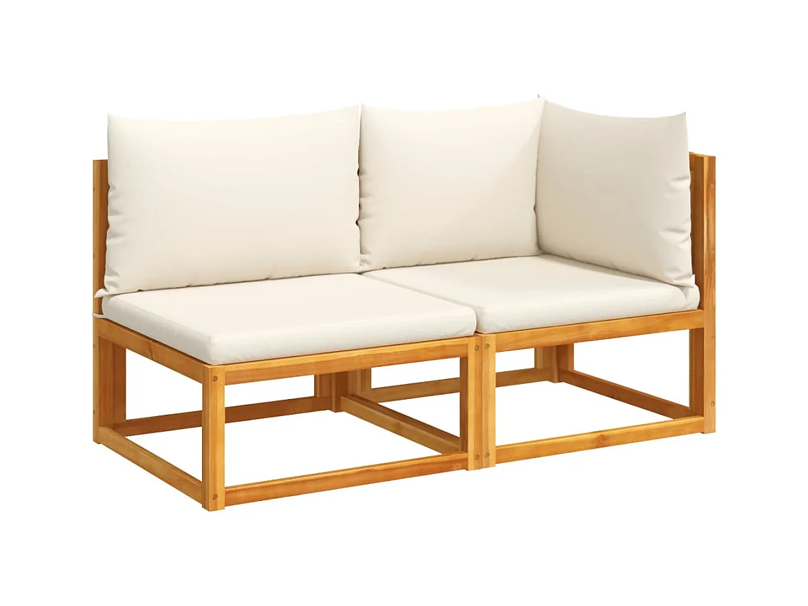 Canapé de jardin avec coussins 2 places Bois d'acacia et corde