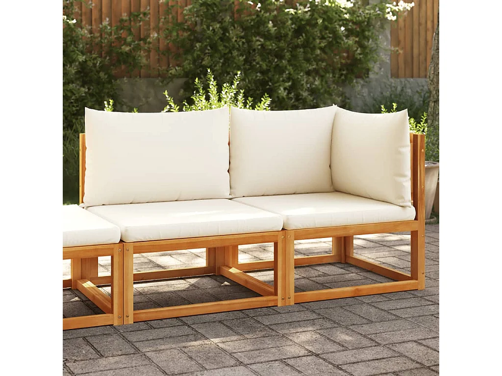 Canapé de jardin avec coussins 2 places Bois d'acacia et corde