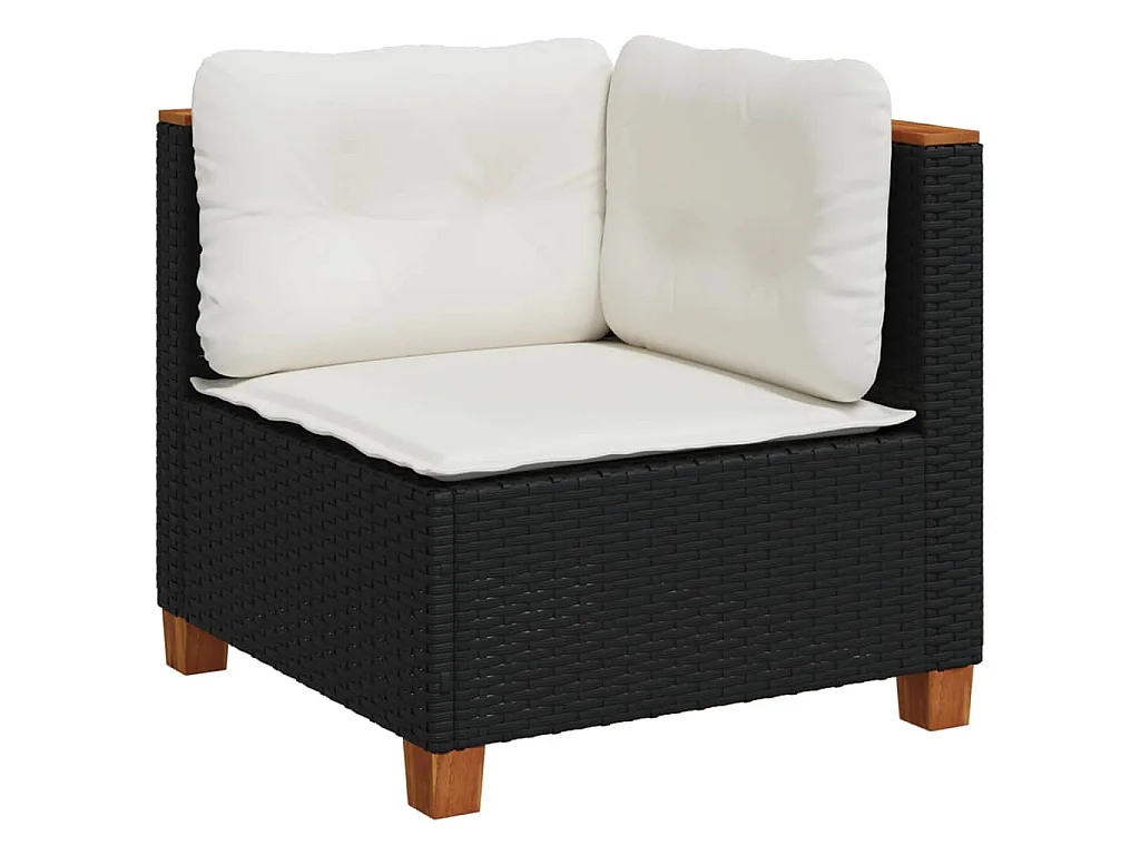 Garten-Ecksofa mit Kissen Schwarz Poly Rattan