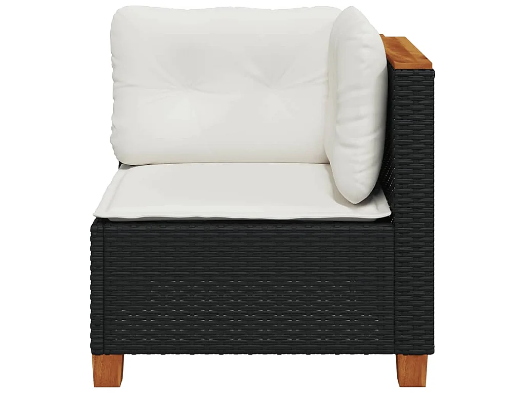 Garten-Ecksofa mit Kissen Schwarz Poly Rattan