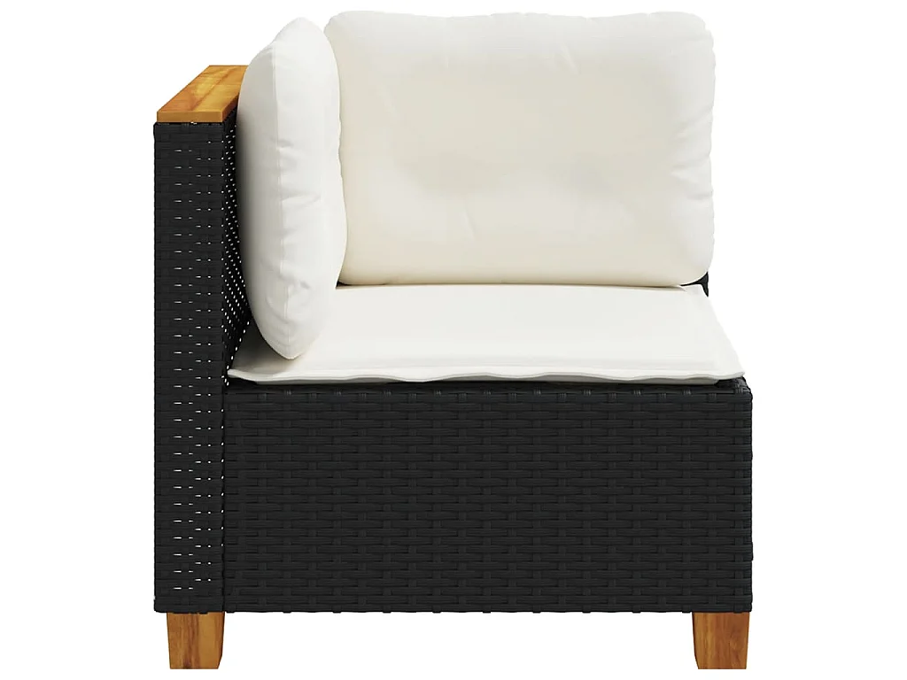 Garten-Ecksofa mit Kissen Schwarz Poly Rattan