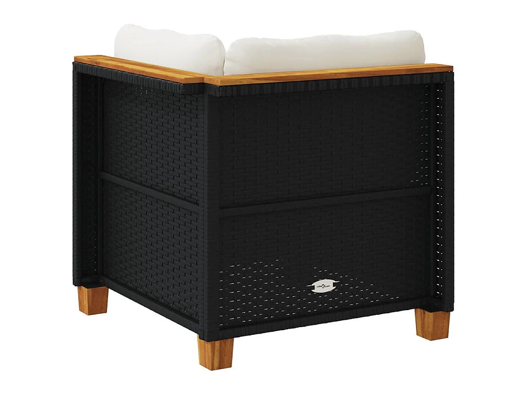Garten-Ecksofa mit Kissen Schwarz Poly Rattan