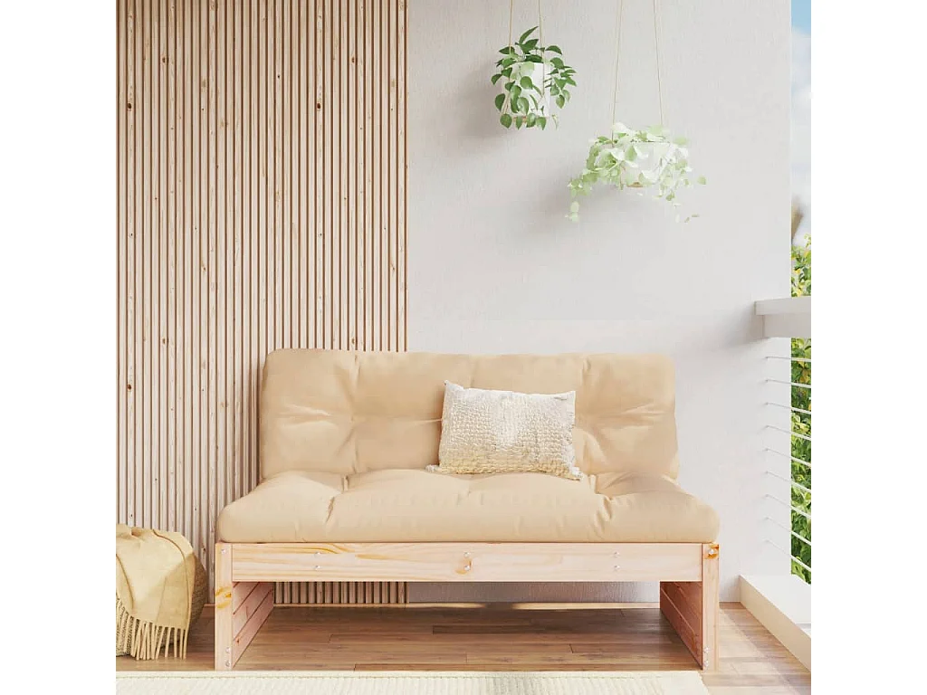 Canapé central de jardin 120x80 cm bois de pin massif