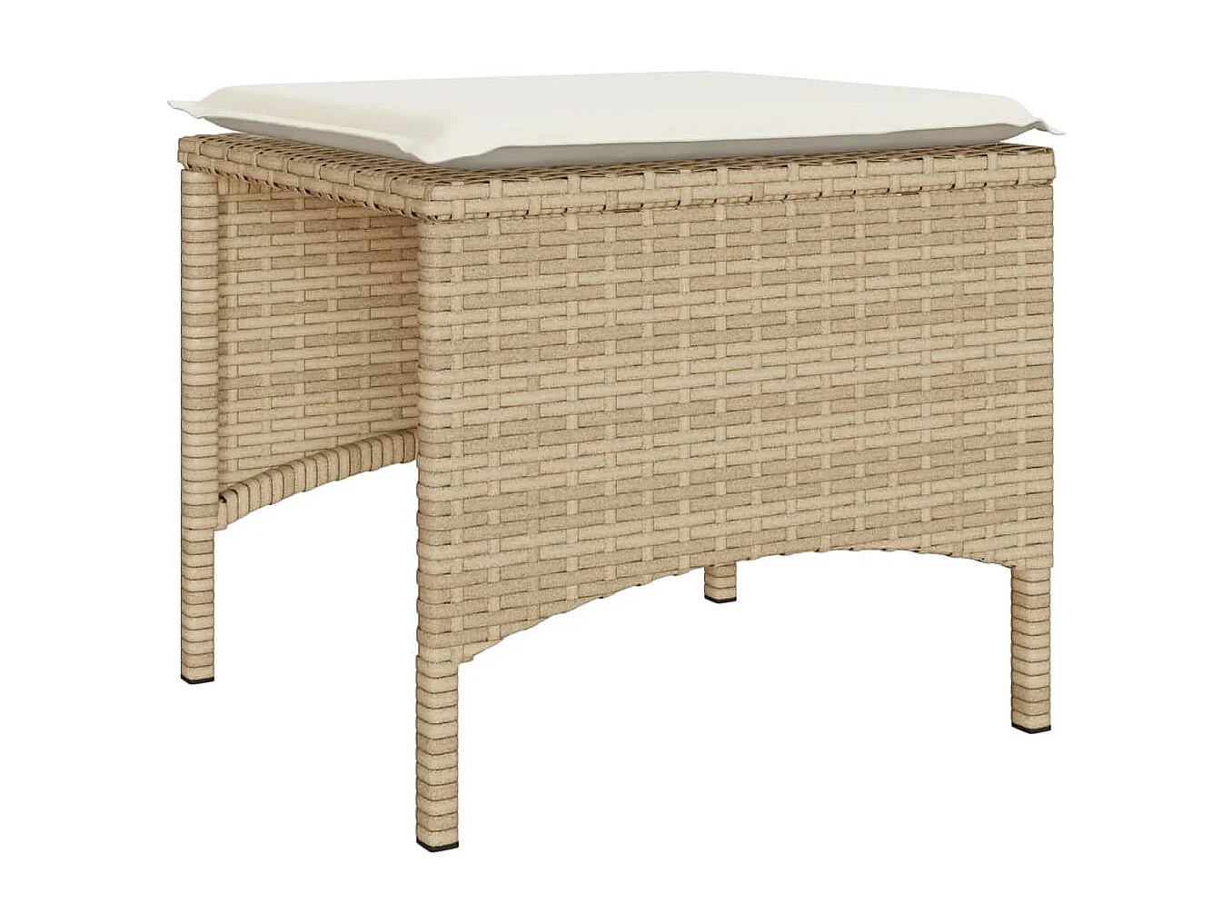 Gartensofa 2-Sitzer mit Tisch und Hockern Beige Poly Rattan